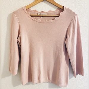 Philosophy 3/4 Sleeve Scallop Sweater